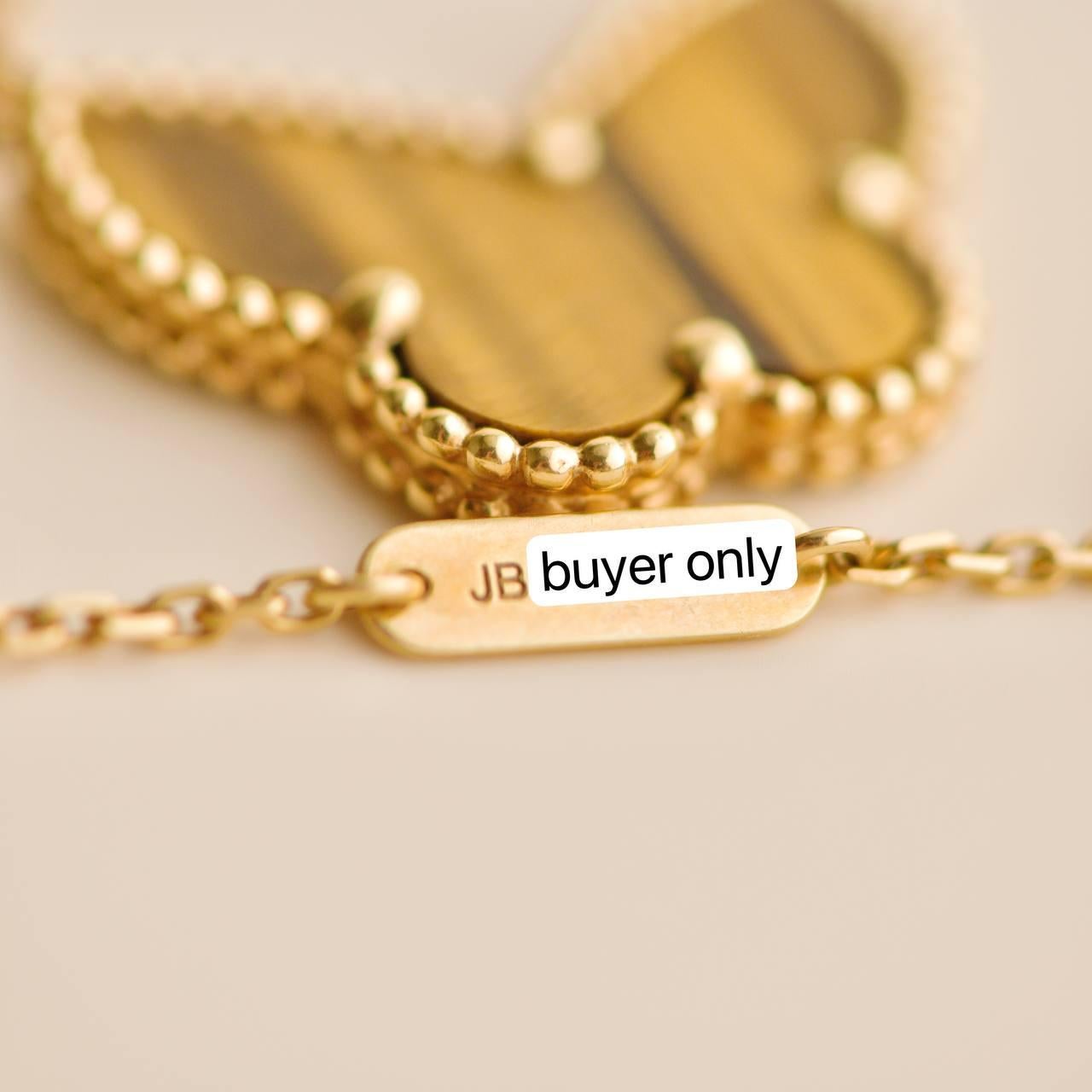 Van Cleef & Arpels Lucky Alhambra Butterfly Tiger Eye Yellow Gold Pendant Neckla 2