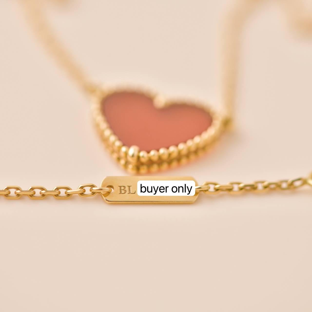 Van Cleef & Arpels Lucky Alhambra Carnelian 18K Yellow Gold Heart Pendant 2