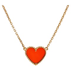 Van Cleef & Arpels Lucky Alhambra Carnelian 18K Yellow Gold Heart Pendant