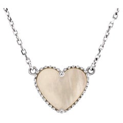 Van Cleef & Arpels Lucky Alhambra Heart Pendant Necklace 18K White Gold
