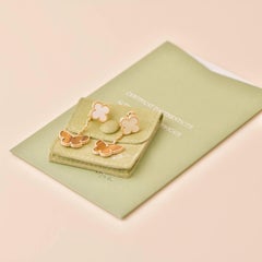 Van Cleef & Arpels Lucky Alhambra Mother of Pearl and Tiger Eye Yellow Gold Earr