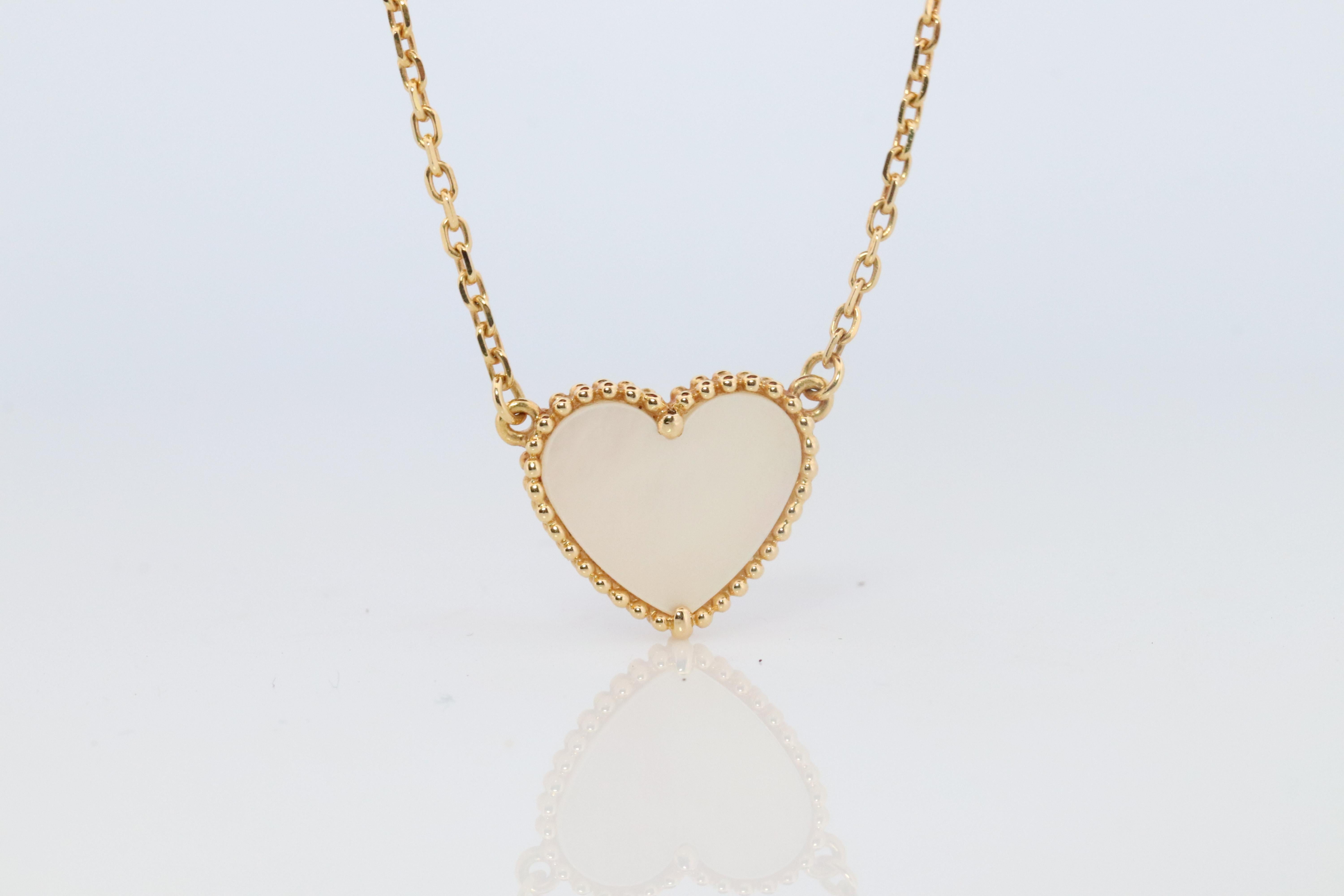 Donna Collana Van Cleef & Arpels Lucky Alhambra. Ciondolo a forma di cuore con conchiglia VCA 18k YG autentico in vendita