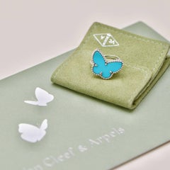 Van Cleef & Arpels Lucky Alhambra Turquoise Butterfly Ring Size 51
