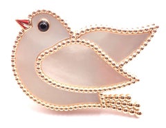 Van Cleef & Arpels Animales de la Suerte Paloma Madreperla Ónix Broche de oro rosa con clip
