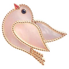 Van Cleef & Arpels Animales de la Suerte Paloma Madreperla Ónix Broche de oro rosa con clip