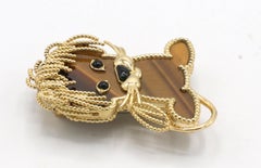 Van Cleef & Arpels Lucky Animals Lion Clip Pin Brooch With Tigers Eye, Onyx