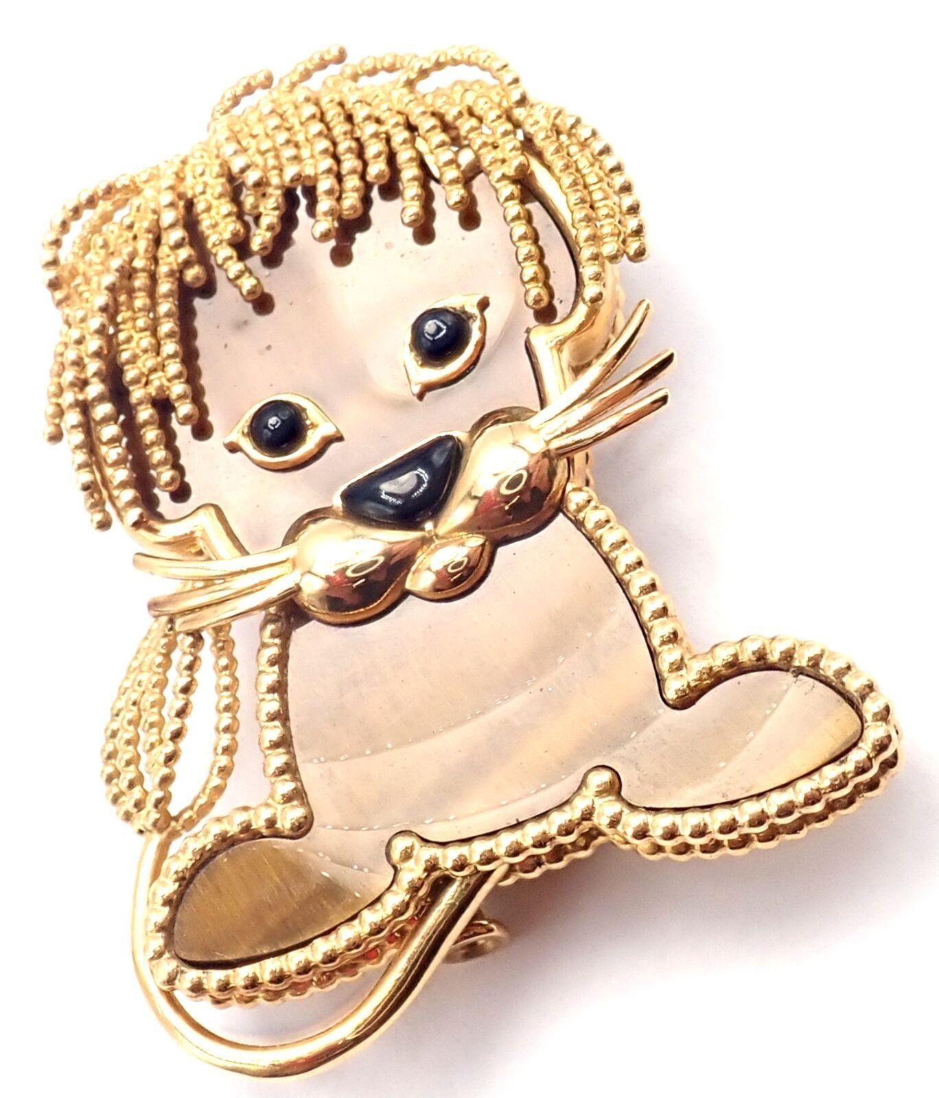 Van Cleef & Arpels Lucky Animals Lion Onyx Tiger Eye Yellow Gold Clip Brooch For Sale 5
