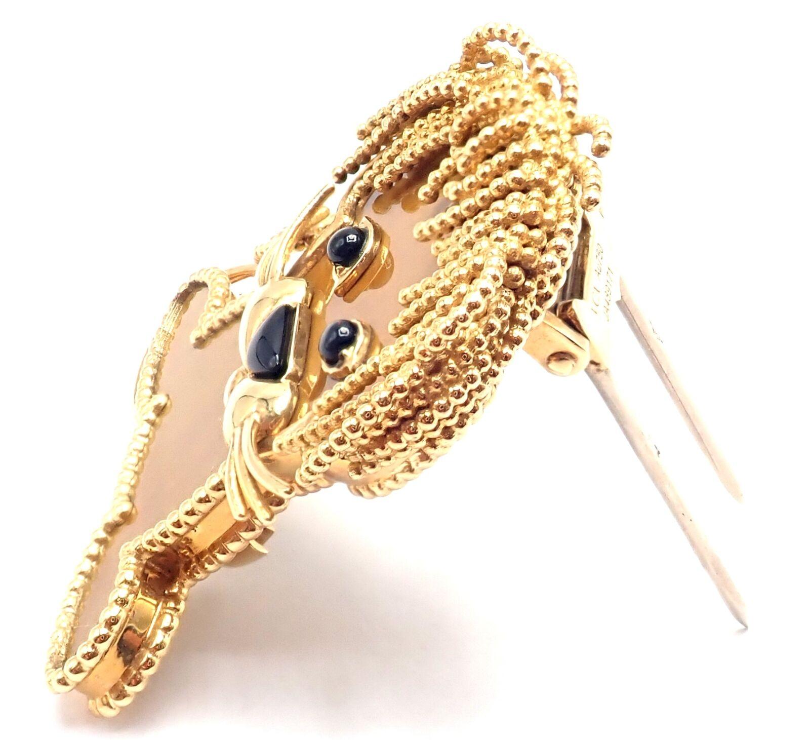 Van Cleef & Arpels Lucky Animals Lion Onyx Tiger Eye Yellow Gold Clip Brooch For Sale 1