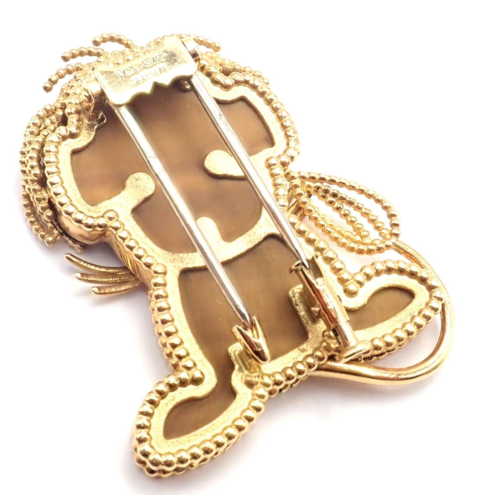 Van Cleef & Arpels Lucky Animals Lion Onyx Tiger Eye Yellow Gold Clip Brooch For Sale 2