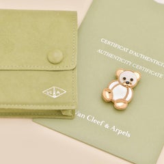 Van Cleef & Arpels Lucky Animals Teddy Bear Clip Mother of Pearl Onyx 18K Gold