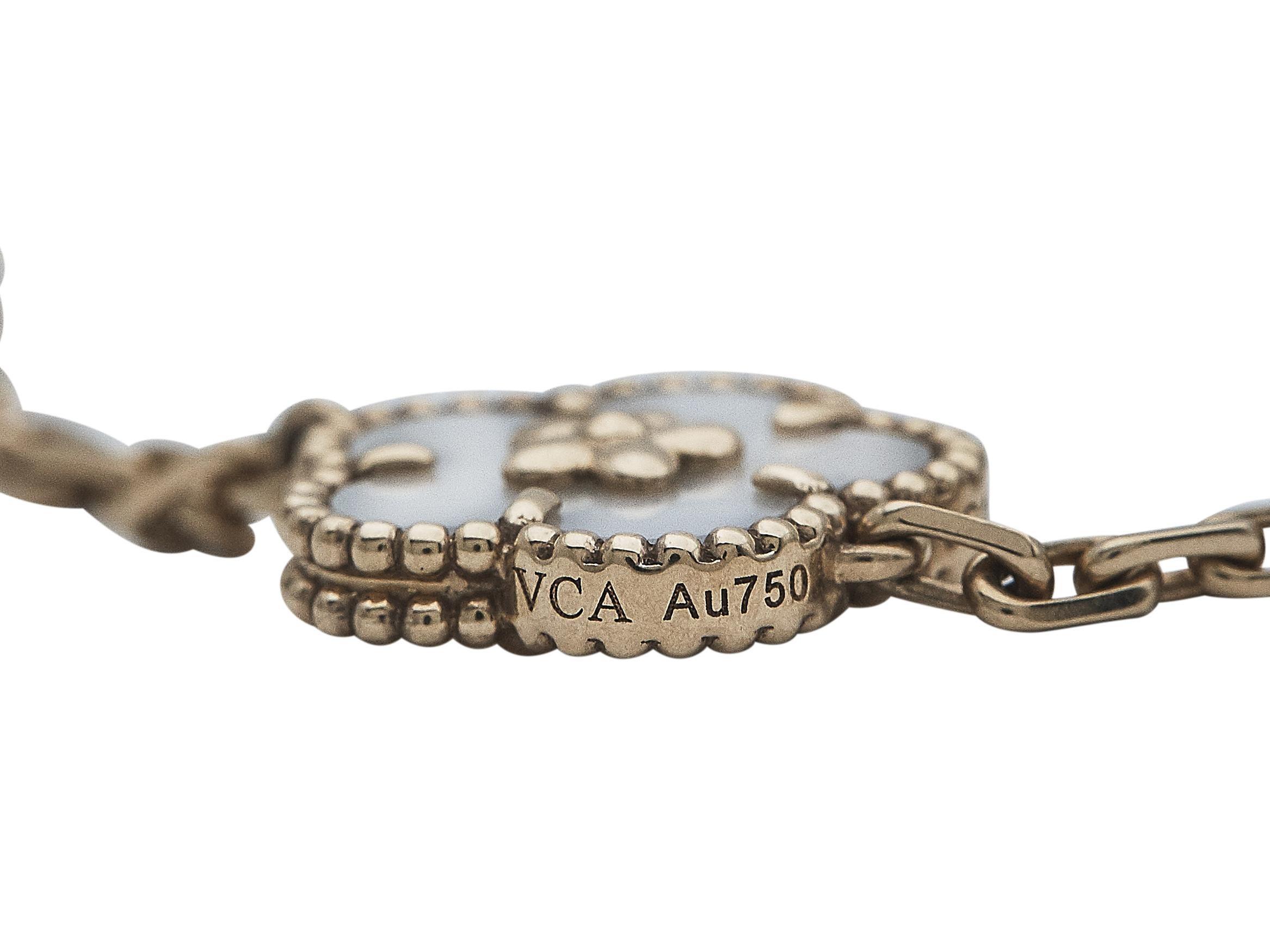 Uncut Van Cleef & Arpels Lucky Spring 18K Rose Gold 5 Motifs Bracelet For Sale