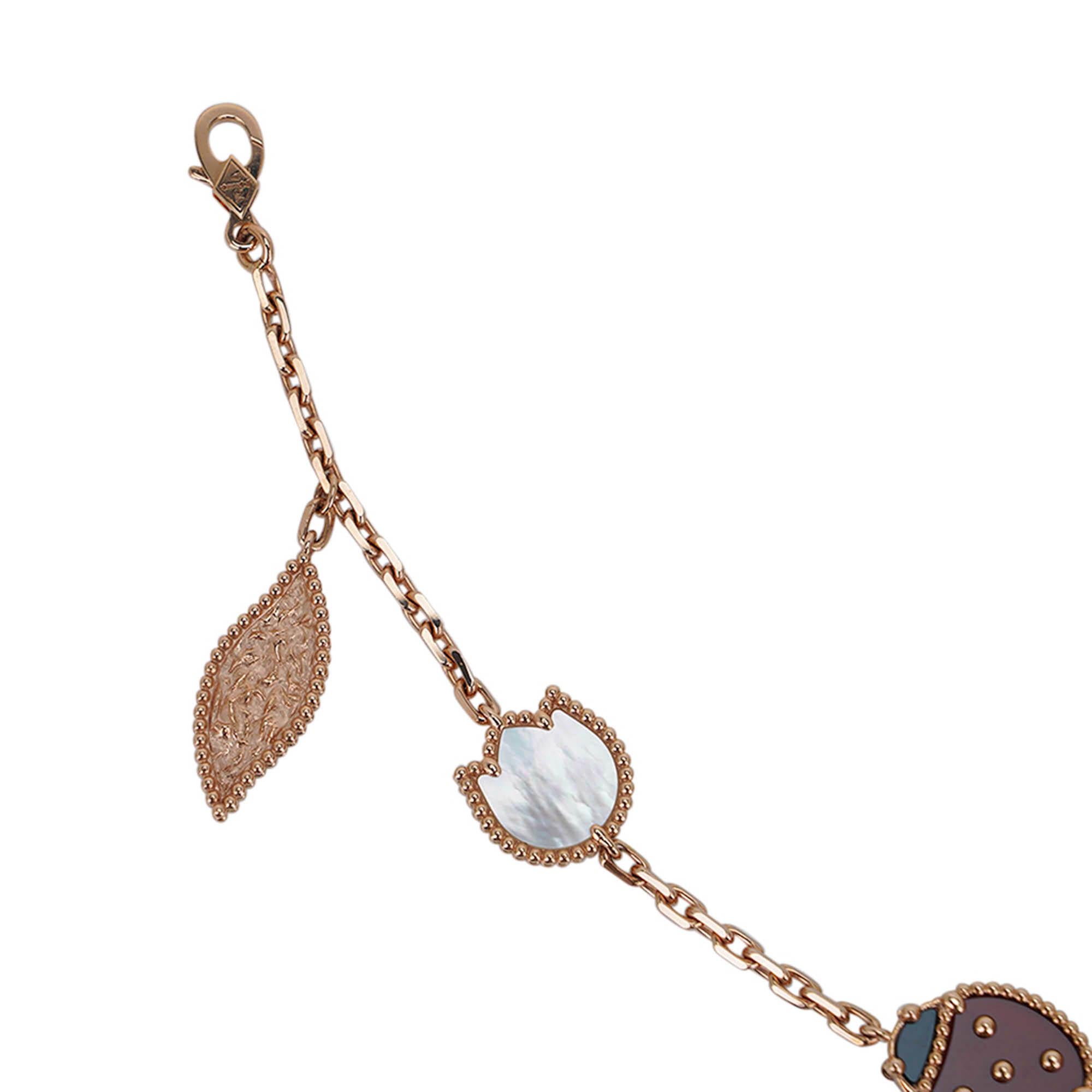 Van Cleef & Arpels Lucky Spring 5 Motifs Bracelet Rose Gold For Sale 3