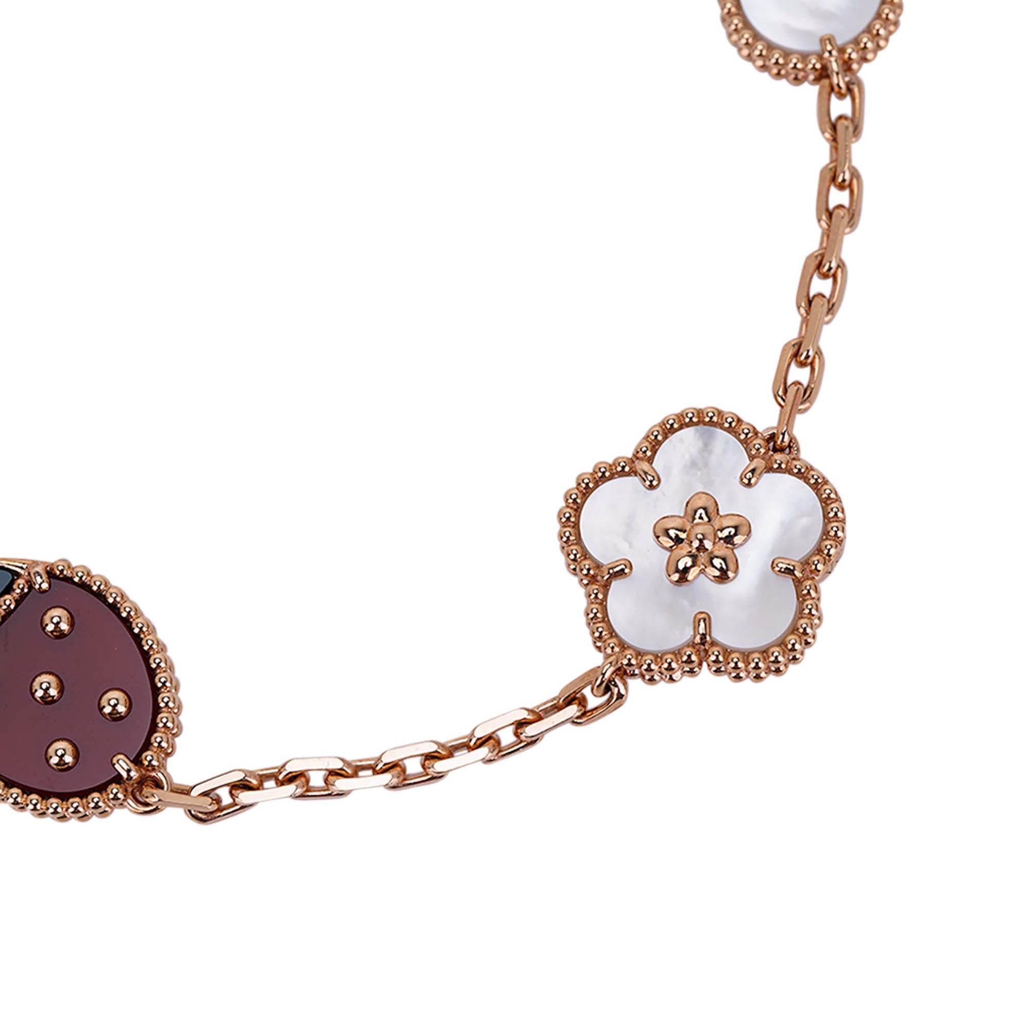 Van Cleef & Arpels Lucky Spring Armband aus Roségold mit 5 Motiven Damen