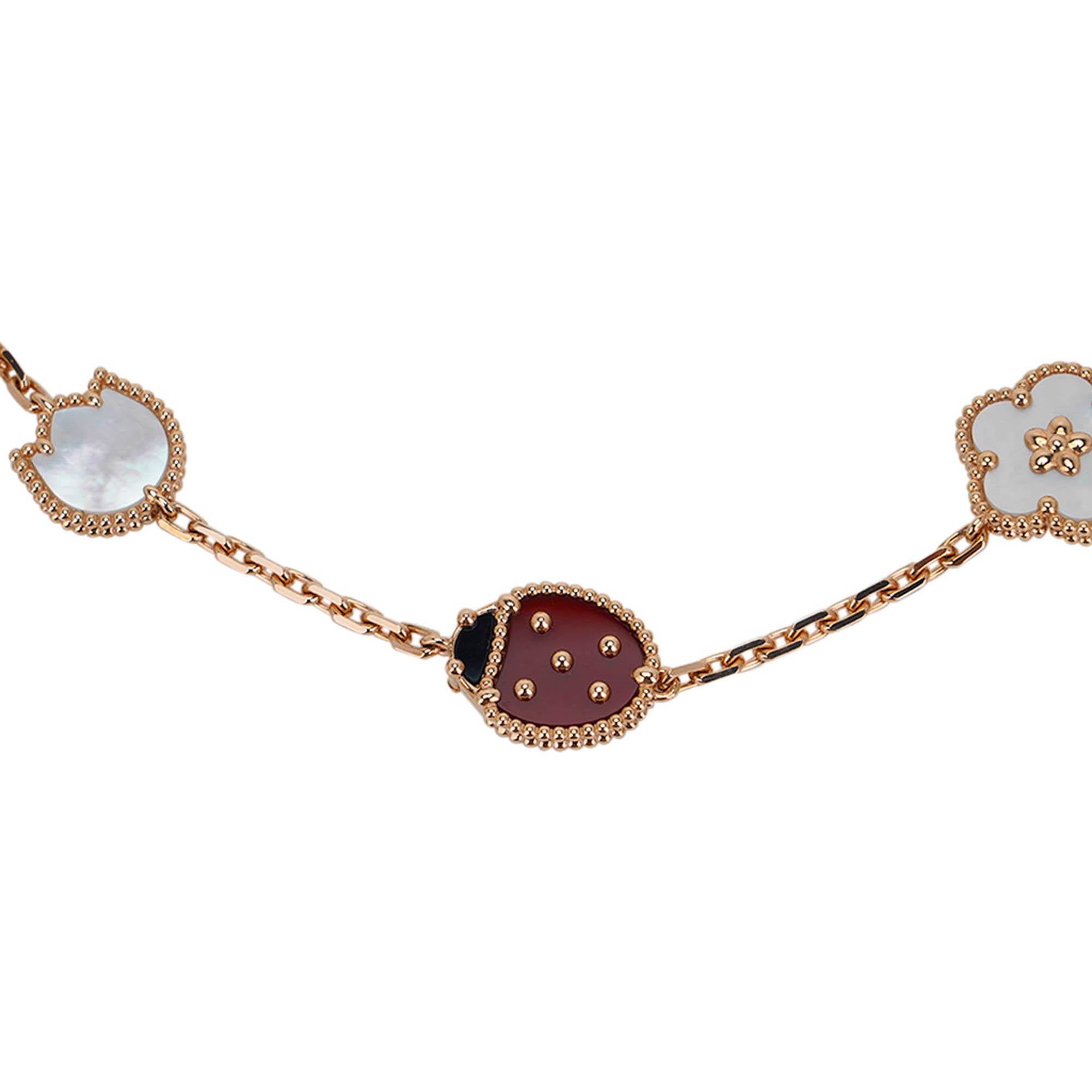 Women's Van Cleef & Arpels Lucky Spring 5 Motifs Bracelet Rose Gold For Sale