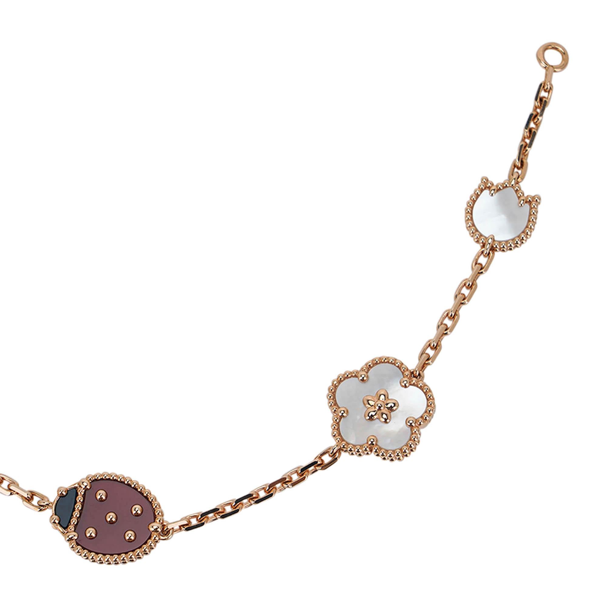 Van Cleef & Arpels Lucky Spring 5 Motifs Bracelet Rose Gold For Sale 1