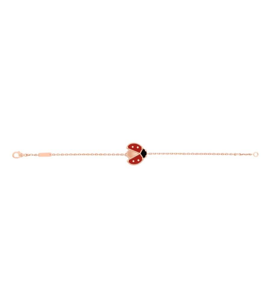 Van Cleef & Arpels Lucky Spring Lady Bug Bracelet In 18k Rose Gold In Excellent Condition For Sale In London, GB
