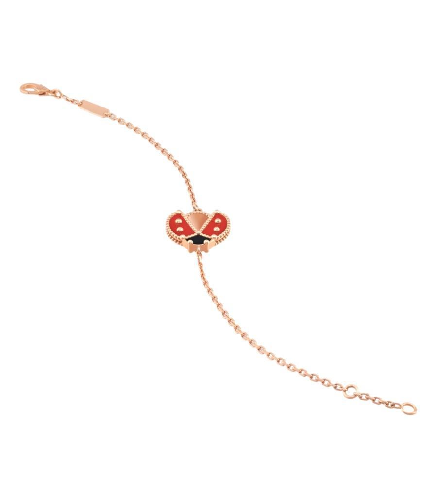 Women's Van Cleef & Arpels Lucky Spring Lady Bug Bracelet In 18k Rose Gold For Sale