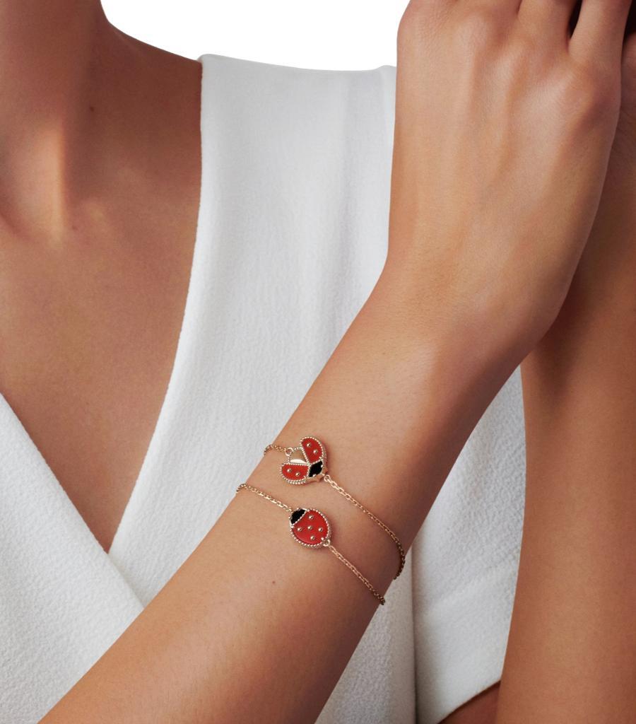 Van Cleef & Arpels Lucky Spring Lady Bug Bracelet In 18k Rose Gold For Sale 2