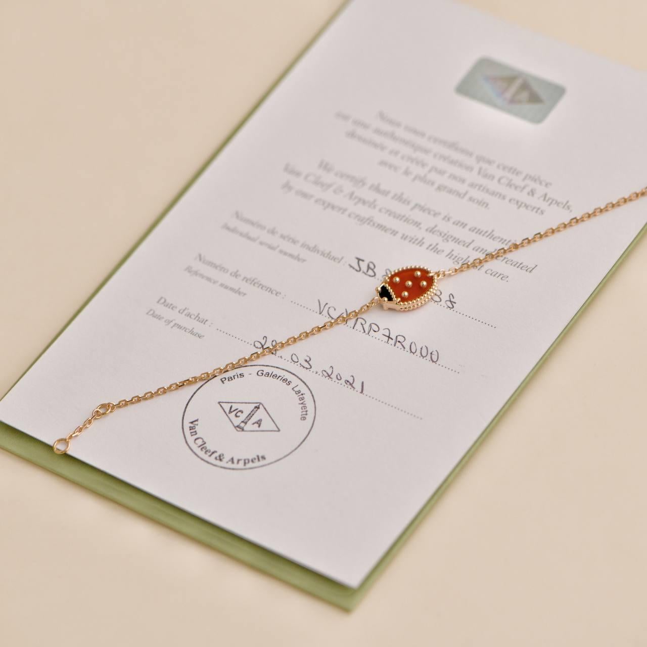 Van Cleef & Arpels Lucky Spring Ladybug 18k Rose Gold Bracelet In Excellent Condition In Banbury, GB