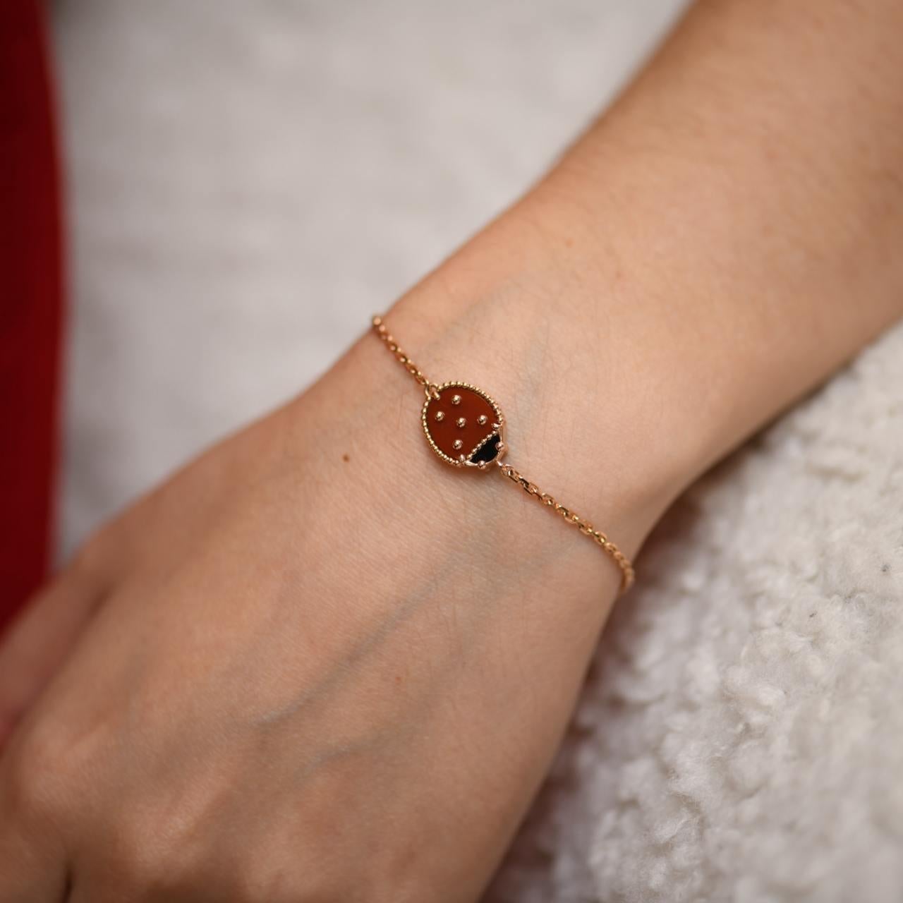 Uncut Van Cleef & Arpels Lucky Spring Ladybug 18k Rose Gold Bracelet