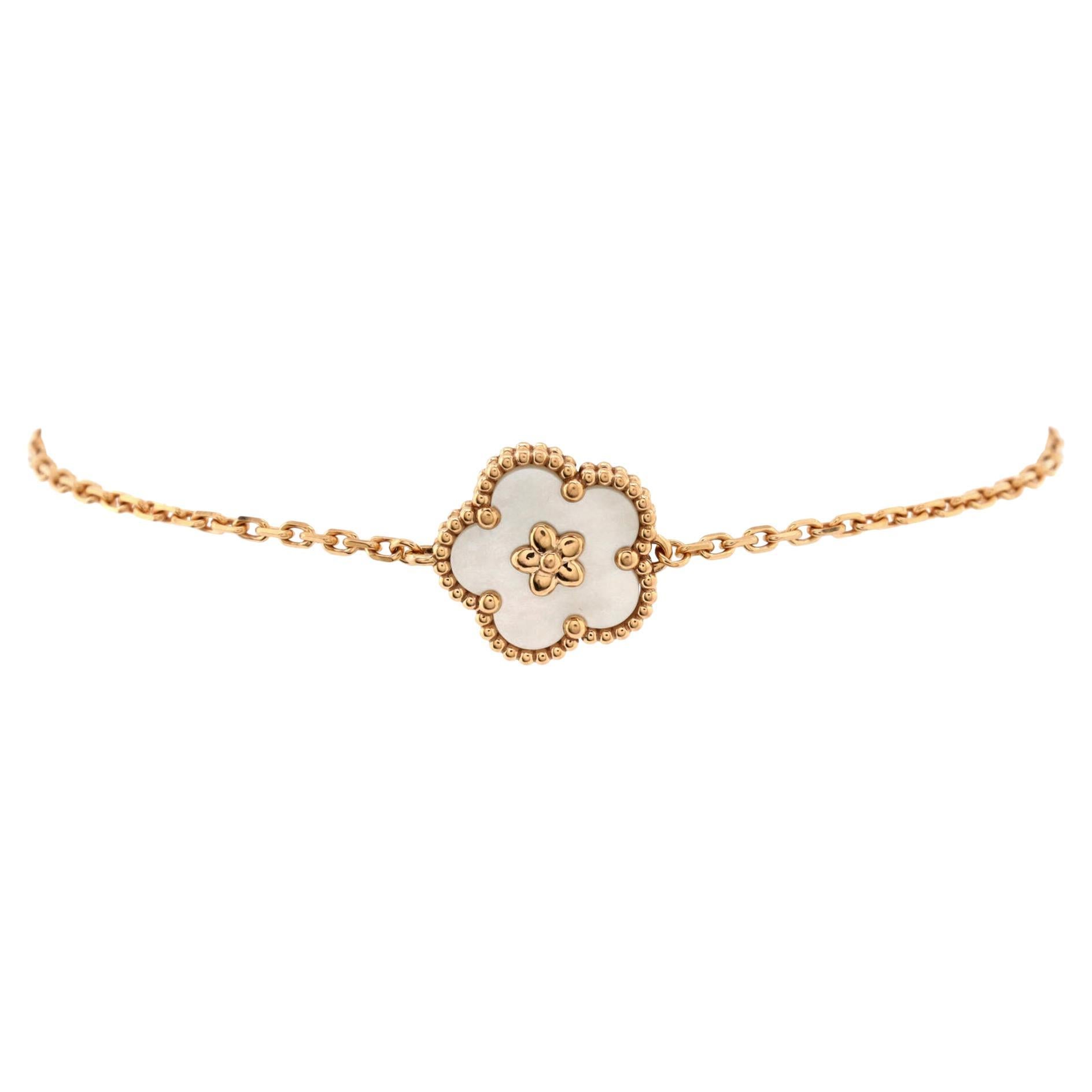 Van Cleef & Arpels Lucky Spring Plum Blossom Bracelet 18K Rose Gold and Mother