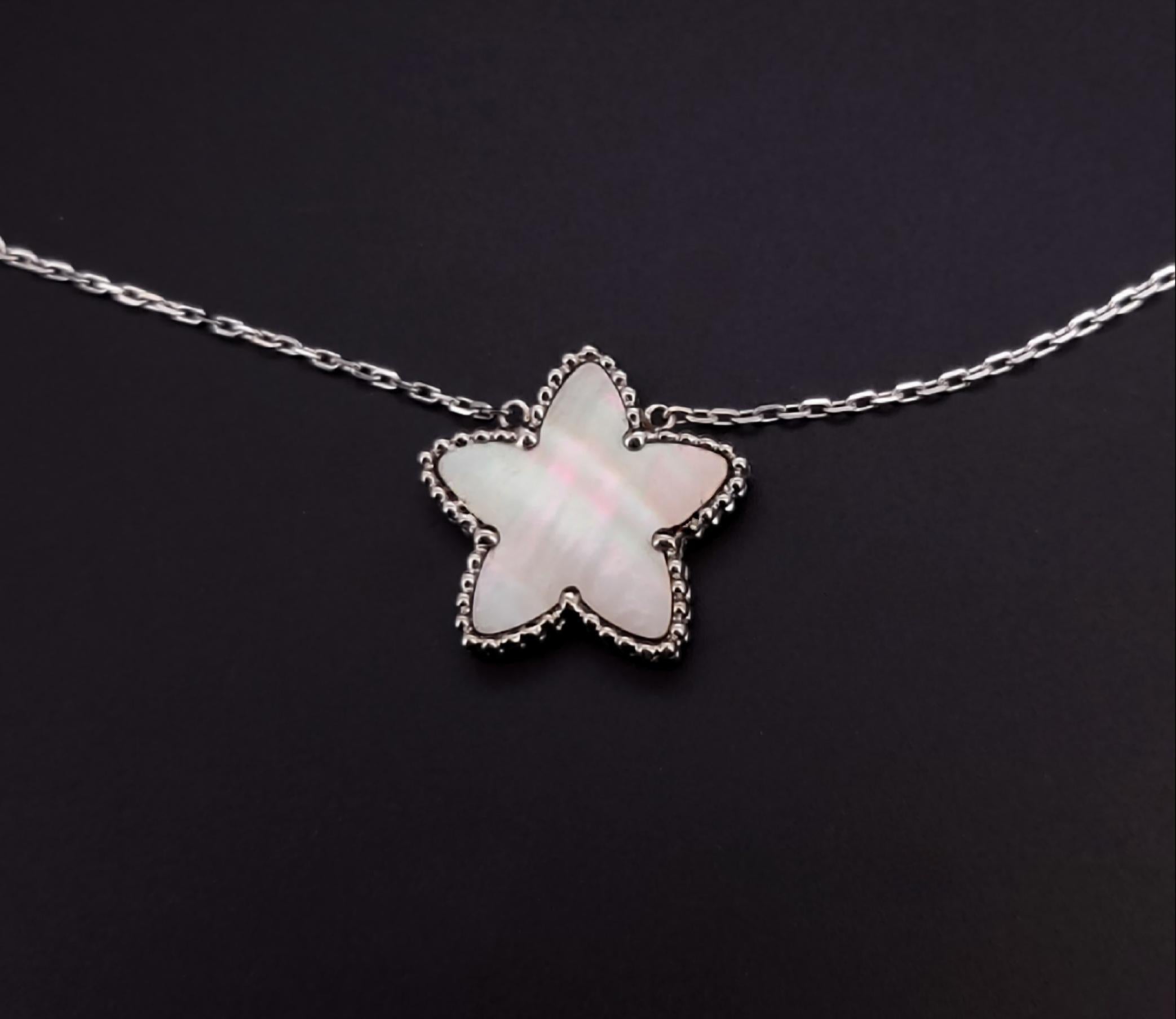 Women's Van Cleef & Arpels Lucky Star Grey MOP 18K White Gold Necklace