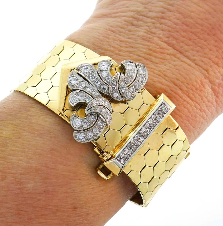 Van Cleef and Arpels Ludo Bracelet Diamond Yellow Gold Buckle Retro