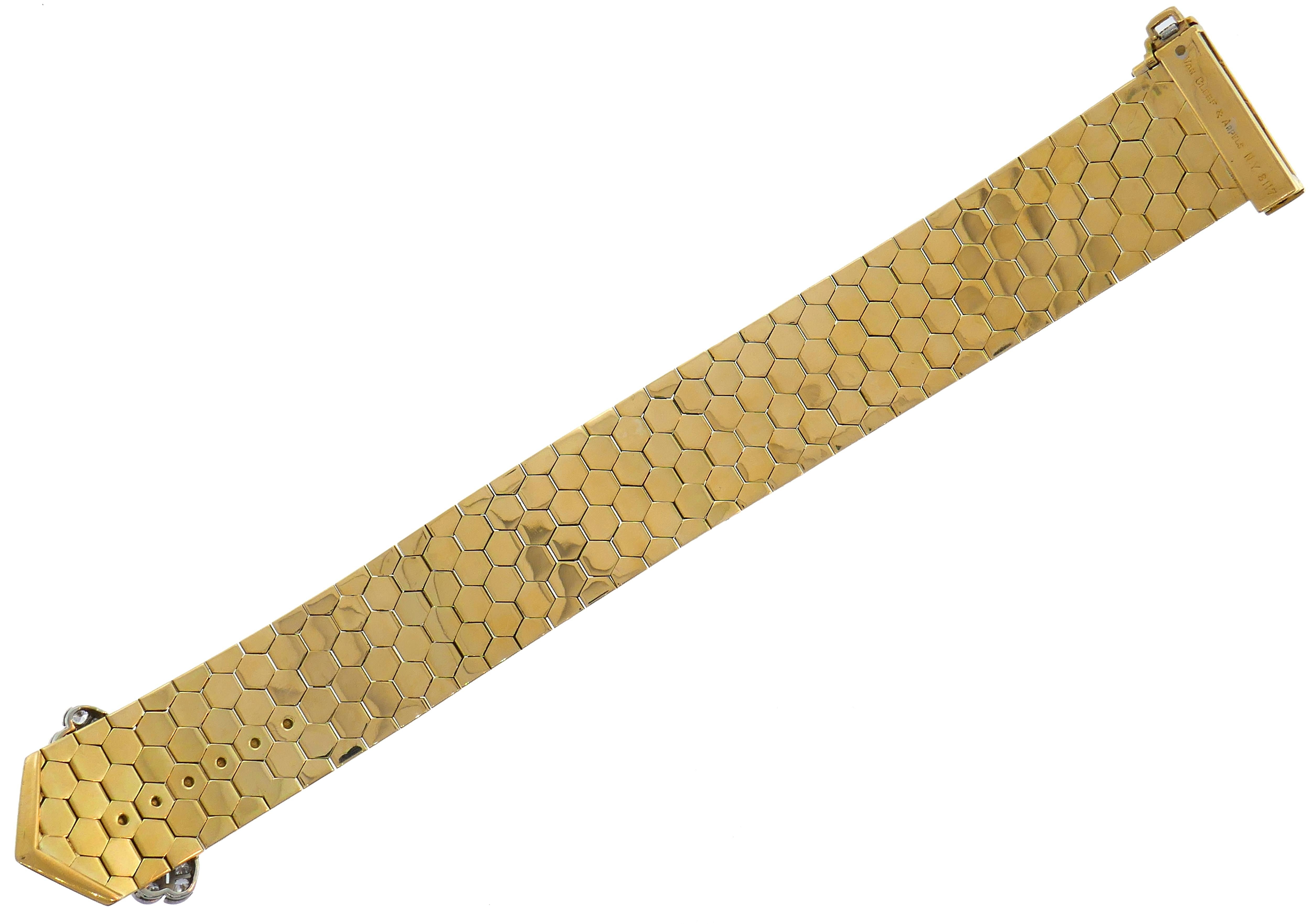 Van Cleef & Arpels Ludo Bracelet Diamond Yellow Gold Buckle Retro, 1940s 1