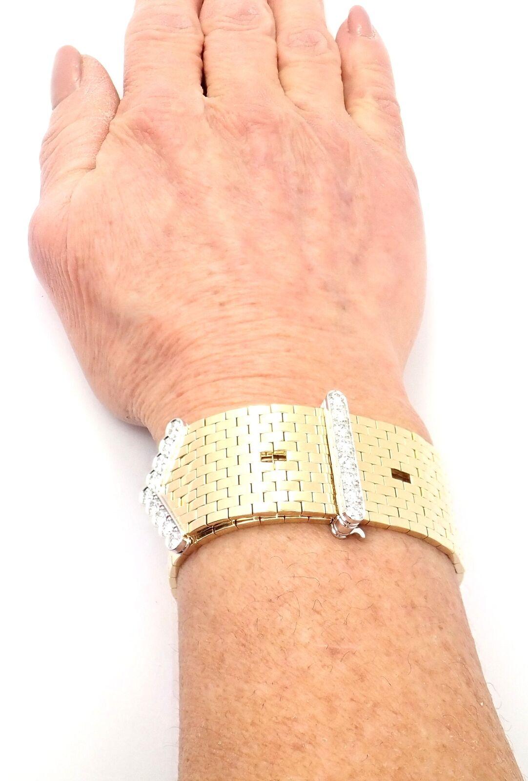 Van Cleef & Arpels Ludo Diamond Brick Motif Link Yellow Gold Bracelet 2