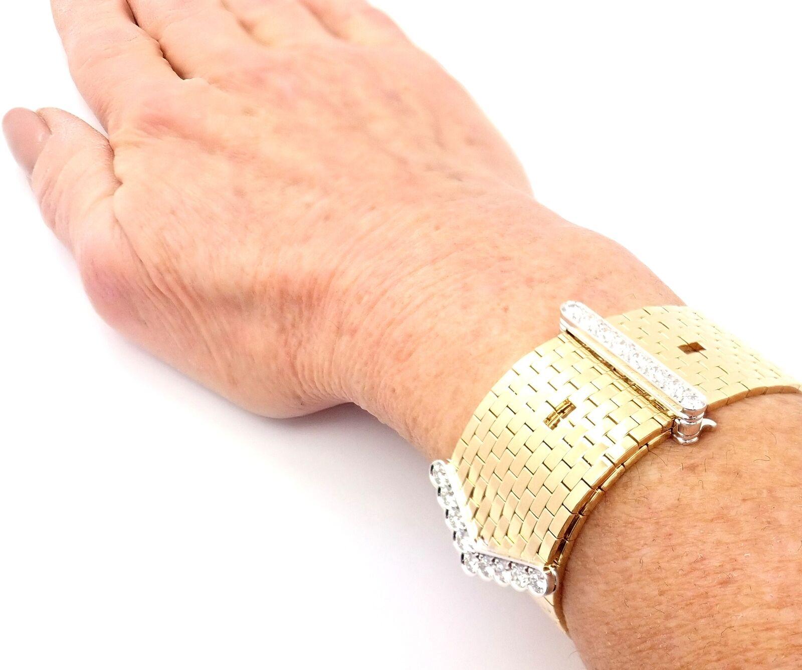 Van Cleef & Arpels Ludo Diamond Brick Motif Link Yellow Gold Bracelet 3