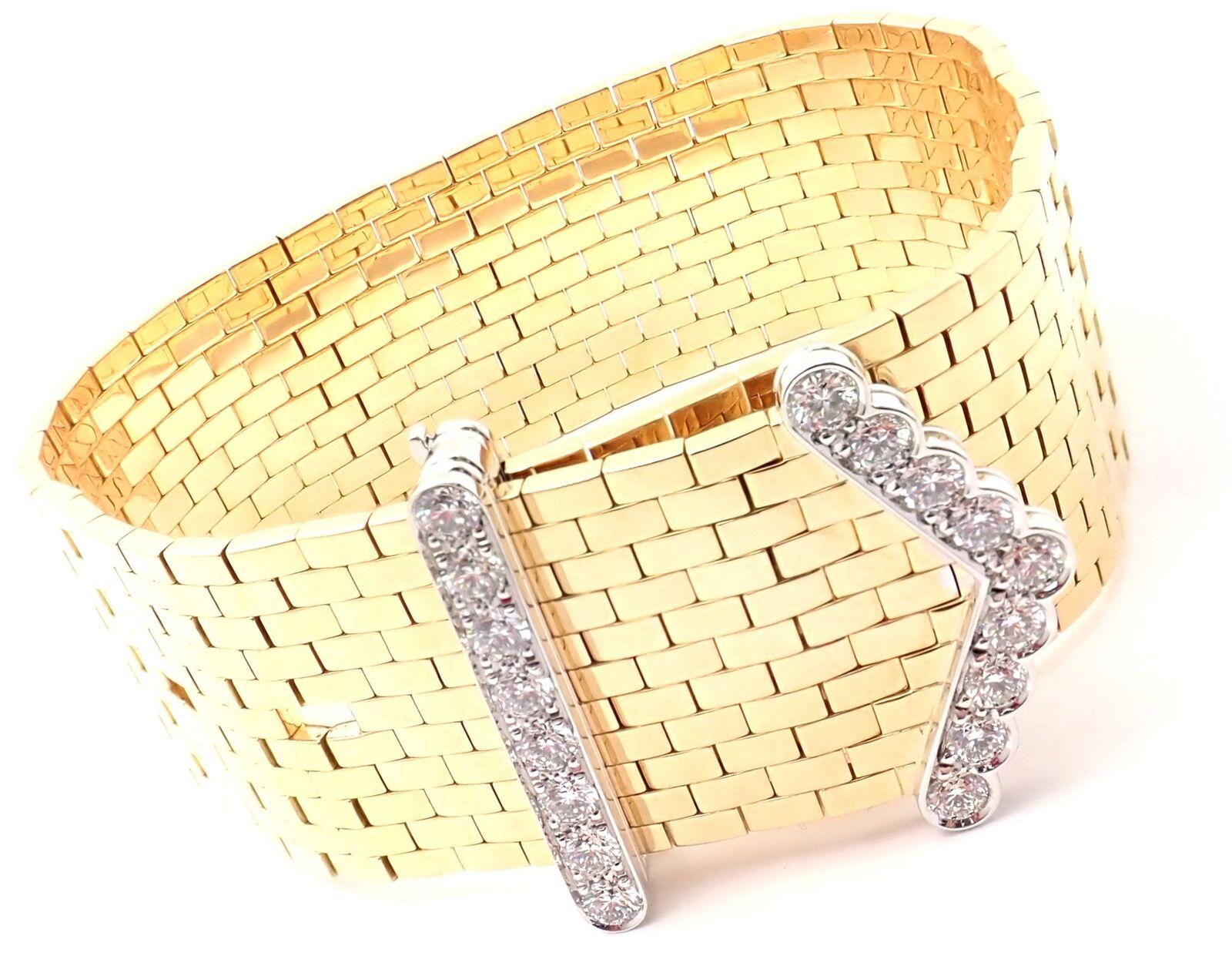 Van Cleef & Arpels Ludo Diamond Brick Motif Link Yellow Gold Bracelet 4