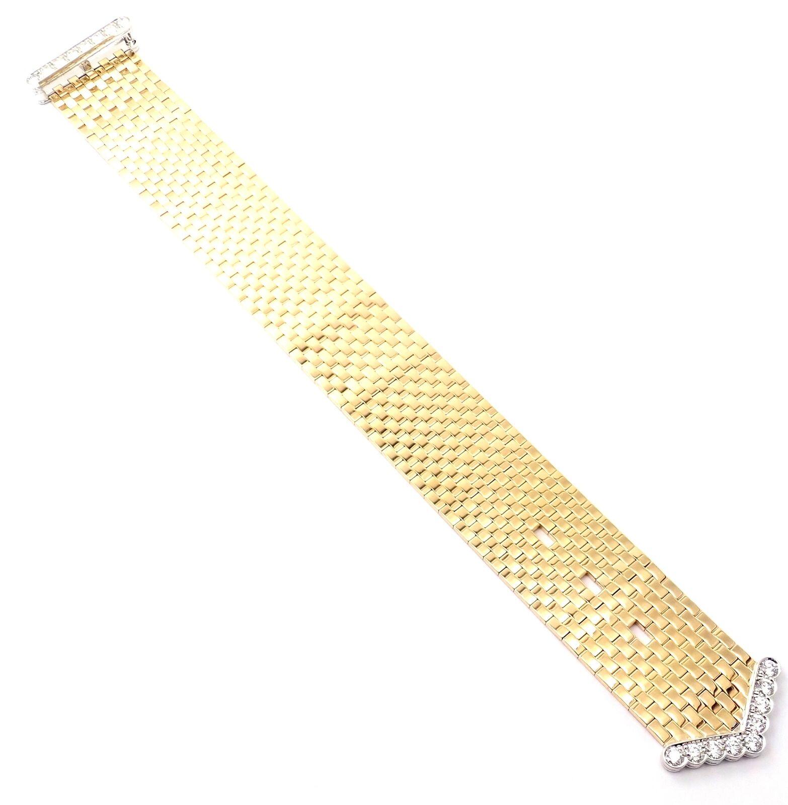 Brilliant Cut Van Cleef & Arpels Ludo Diamond Brick Motif Link Yellow Gold Bracelet
