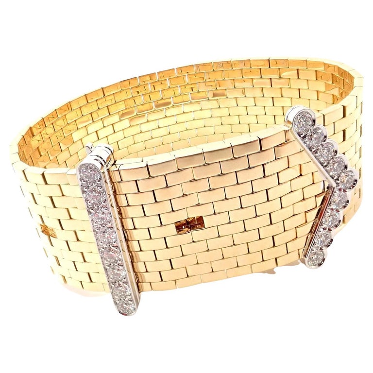 Van Cleef and Arpels Ludo Bracelet à maillons en or jaune à motif de  briques de diamants sur 1stDibs