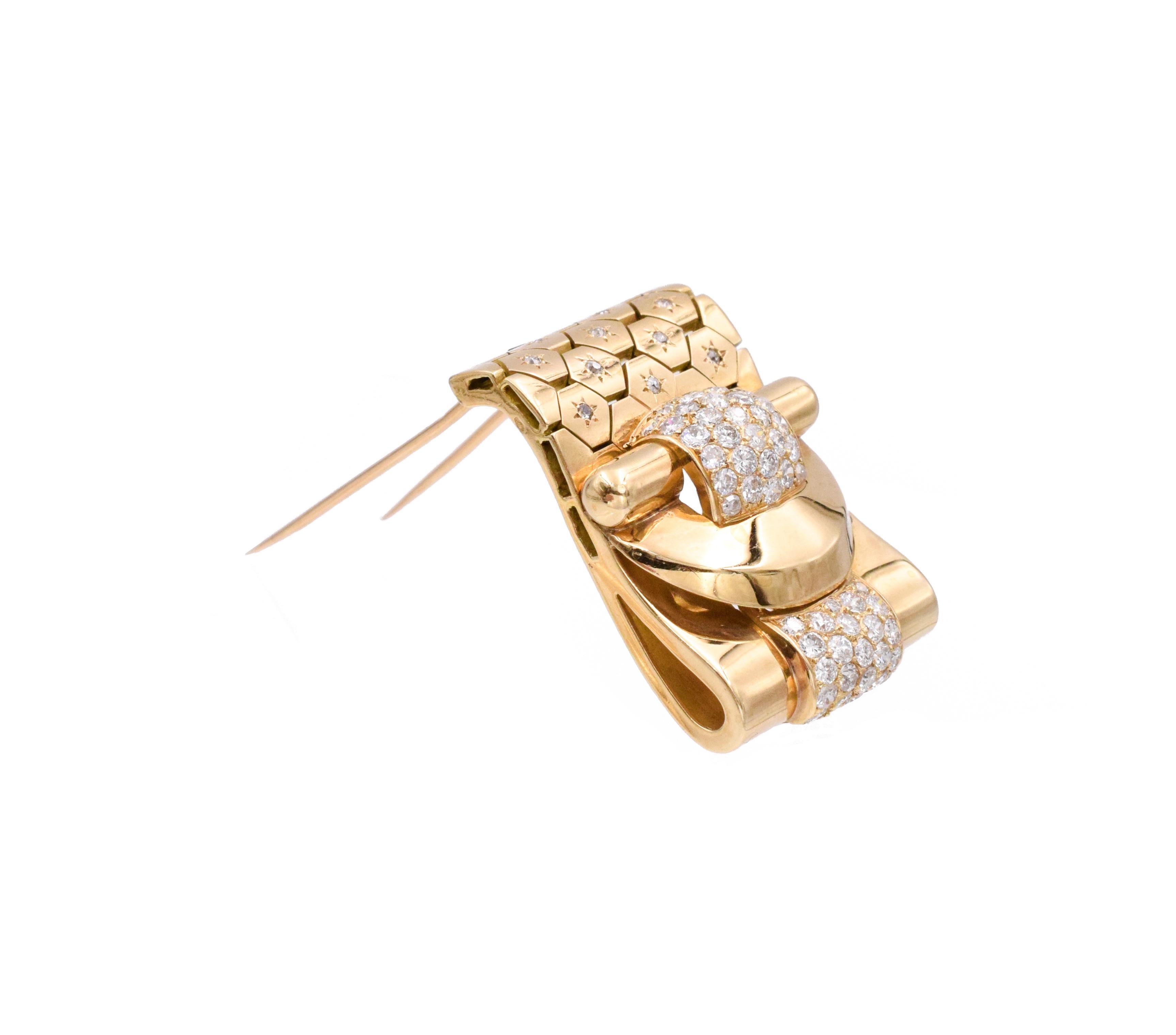 Van Cleef & Arpels Retro-Sessel  Ludo Hexagone Diamant Gold Double Clips im Angebot 5