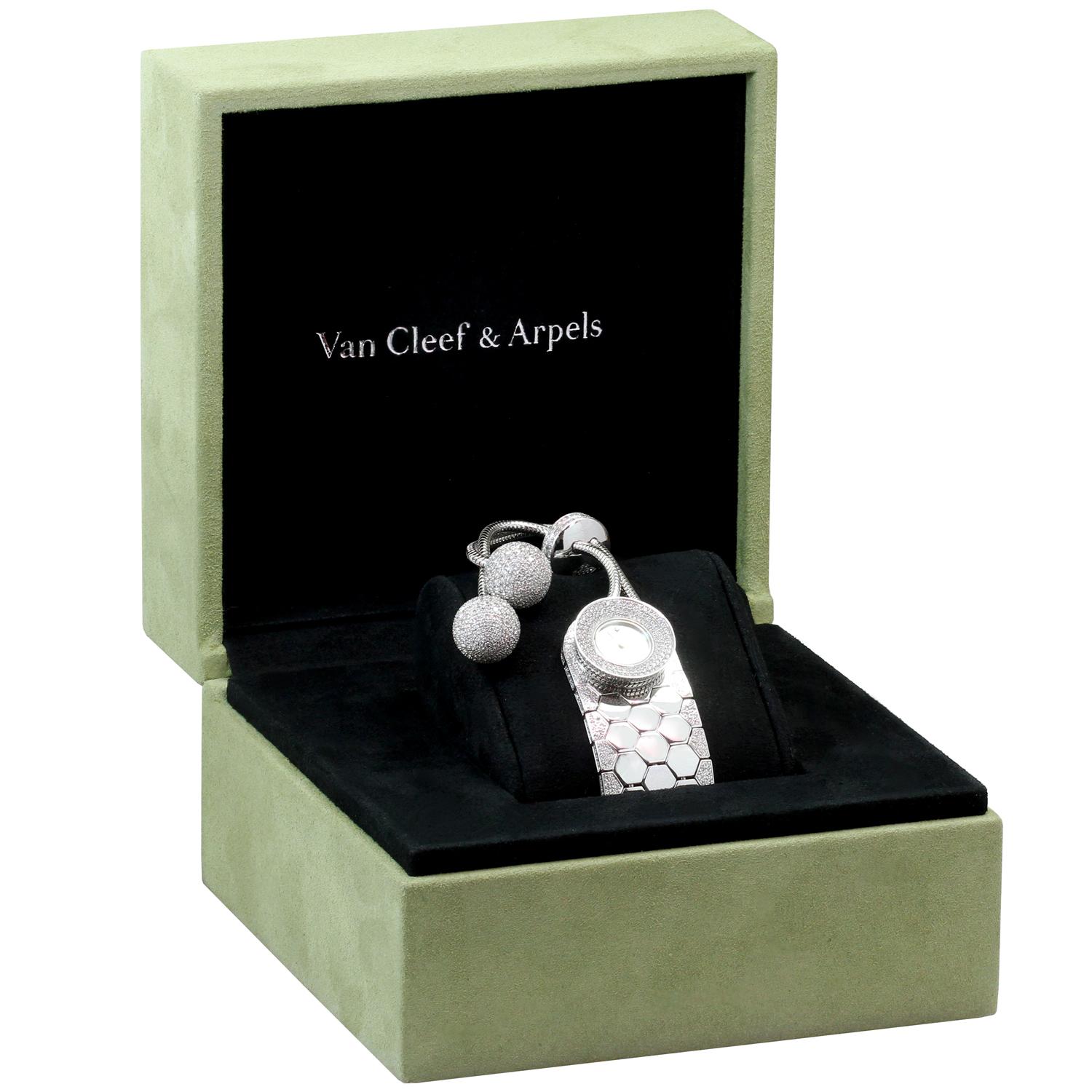 Van Cleef & Arpels Ludo Pampille Diamond White Gold Adjustable Bracelet Watch 1