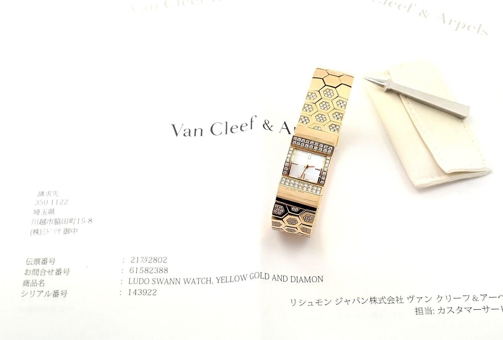 Van Cleef & Arpels: Gelbgolduhr Ludo Swann mit Diamanten im Zustand „Hervorragend“ im Angebot in Holland, PA