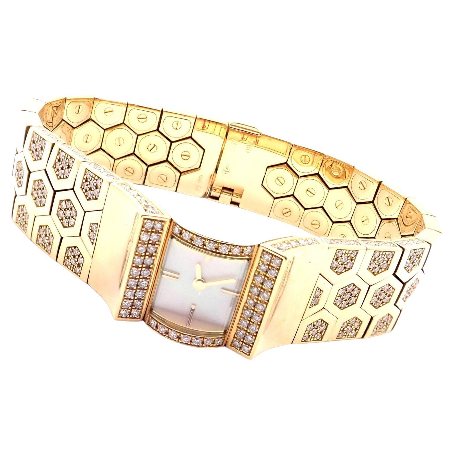 Van Cleef & Arpels Ludo Swann Diamond Yellow Gold Watch For Sale