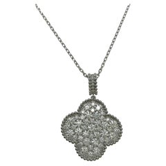 Van Cleef & Arpels Magische Alhambra 1 Motiv Diamant 18K Weißgold Lange Halskette