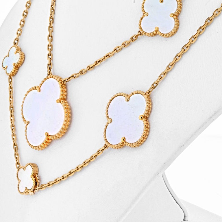 Van Cleef and Arpels Magic Alhambra 11 Motif Mother of Pearl Necklace at 1stDibs