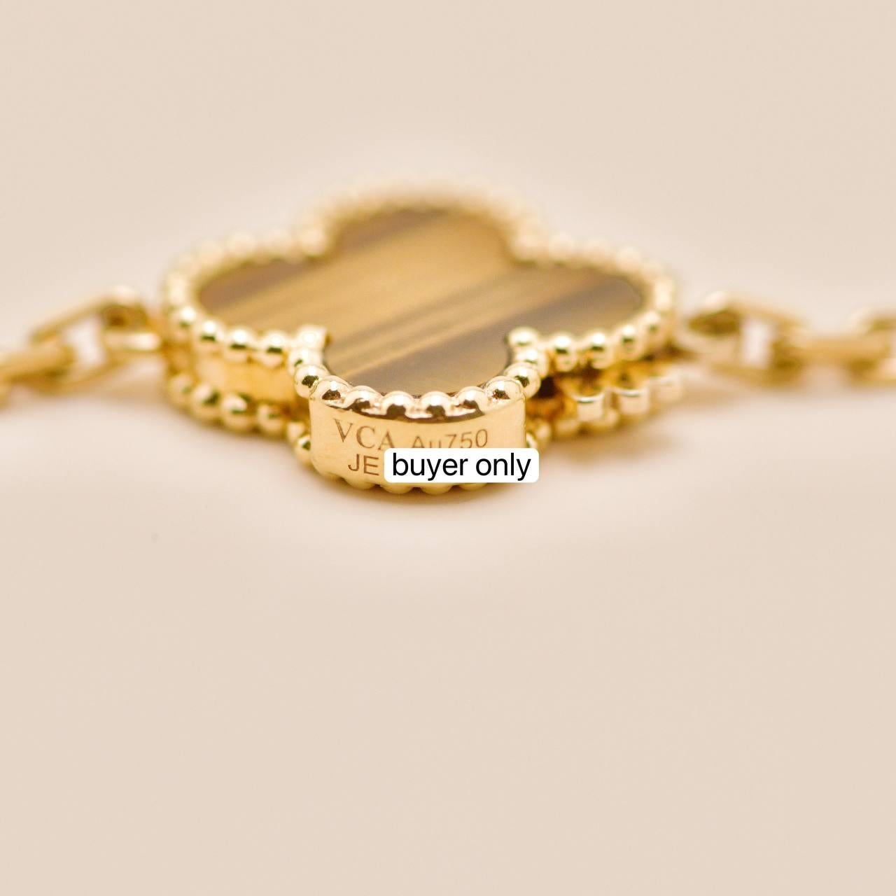 Van Cleef & Arpels Magic Alhambra 16 Motif Carnelian Tiger's Eye Necklace For Sale 1