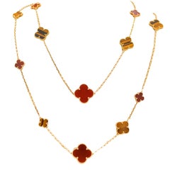 Van Cleef & Arpels Magic Alhambra 16 Motif Carnelian Tiger's Eye Necklace
