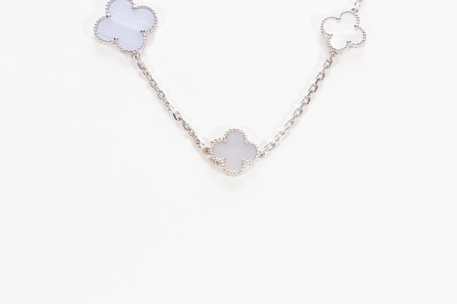 Van Cleef & Arpels Magic Alhambra 16 Motif Necklace Mother of Pearl Chalcedony 1
