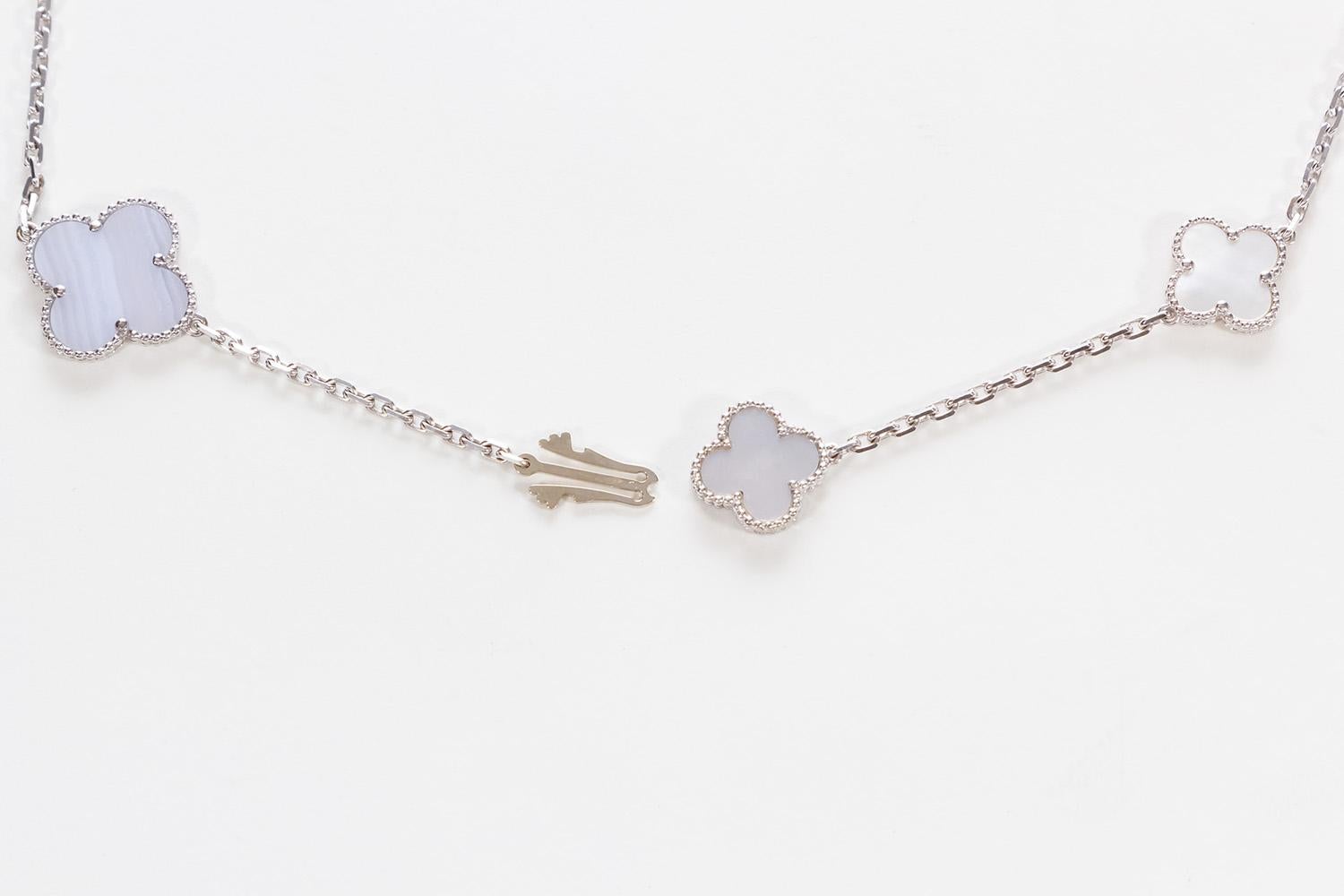 Van Cleef & Arpels Magic Alhambra 16 Motif Necklace Mother of Pearl Chalcedony 2