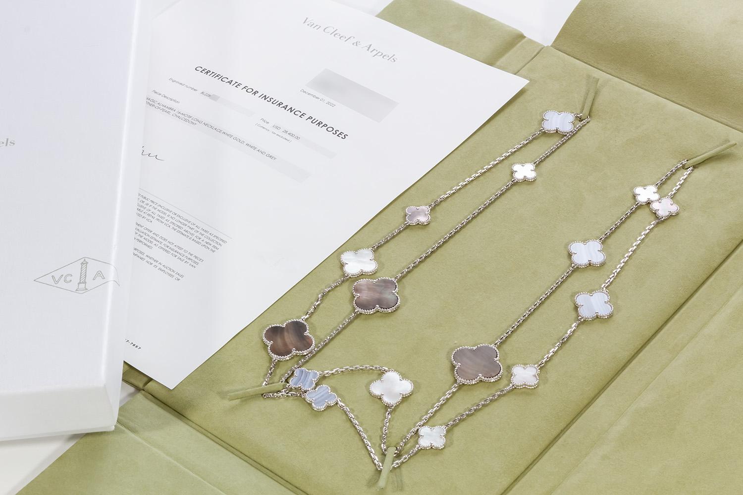 Van Cleef & Arpels Magic Alhambra 16 Motif Necklace Mother of Pearl Chalcedony 5