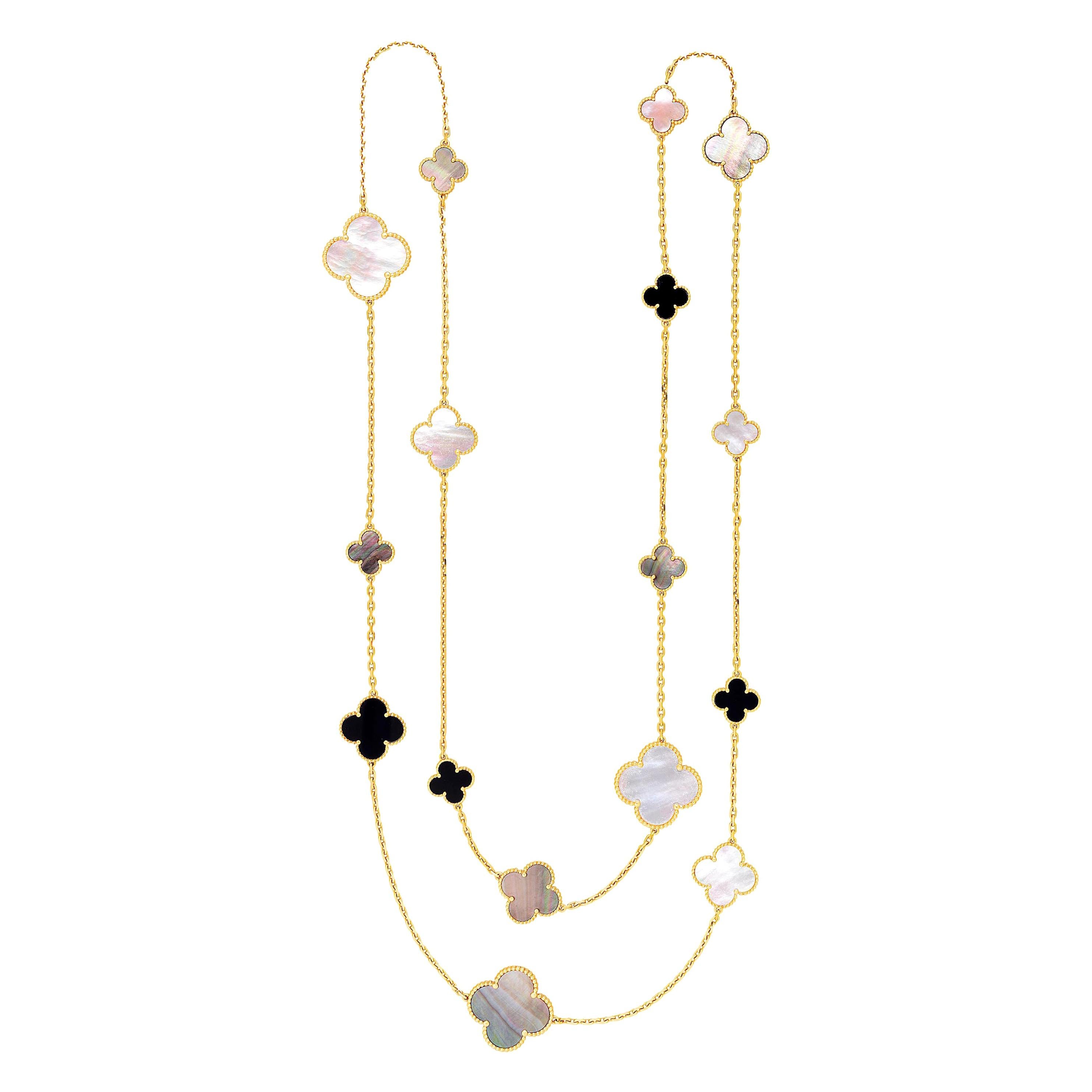 Van Cleef & Arpels Magic Alhambra 16 Motif Yellow Gold Long Necklace
