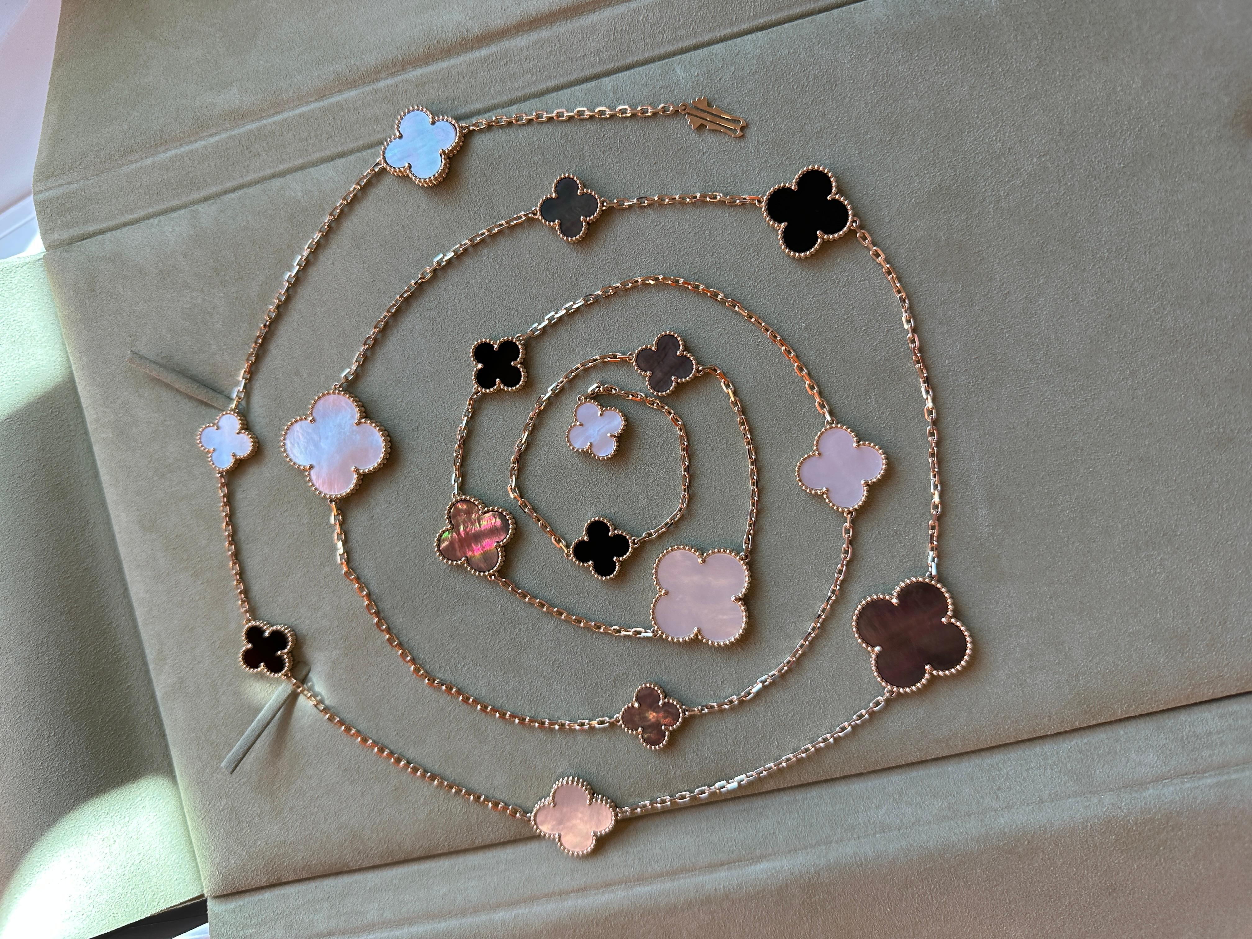 Van Cleef & Arpels Magic Alhambra 16 Motifs Long Necklace In Excellent Condition In Tucson, AZ