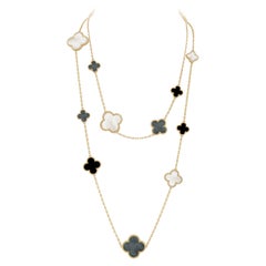 Van Cleef & Arpels Magic Alhambra 16 Motifs Onyx and Mother-of-pearl Long Neckla