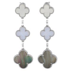 Van Cleef & Arpels Magic Alhambra 18K Gold Mother-of-Pearl & Chalcedony Earrings