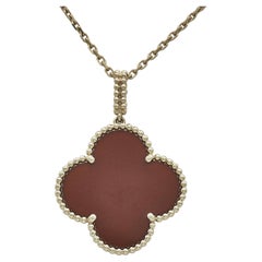 Van Cleef & Arpels Magic Alhambra 18K Yellow Gold Carnelian Necklace