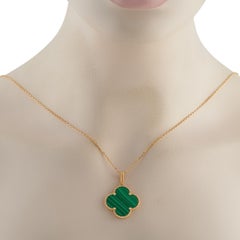 Van Cleef & Arpels Magic Alhambra 18K Yellow Gold Malachite Necklace #4937